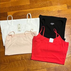 Women's Camisole Tops - White, Black, Pink, Red. 2 NWT. SMALL & MED